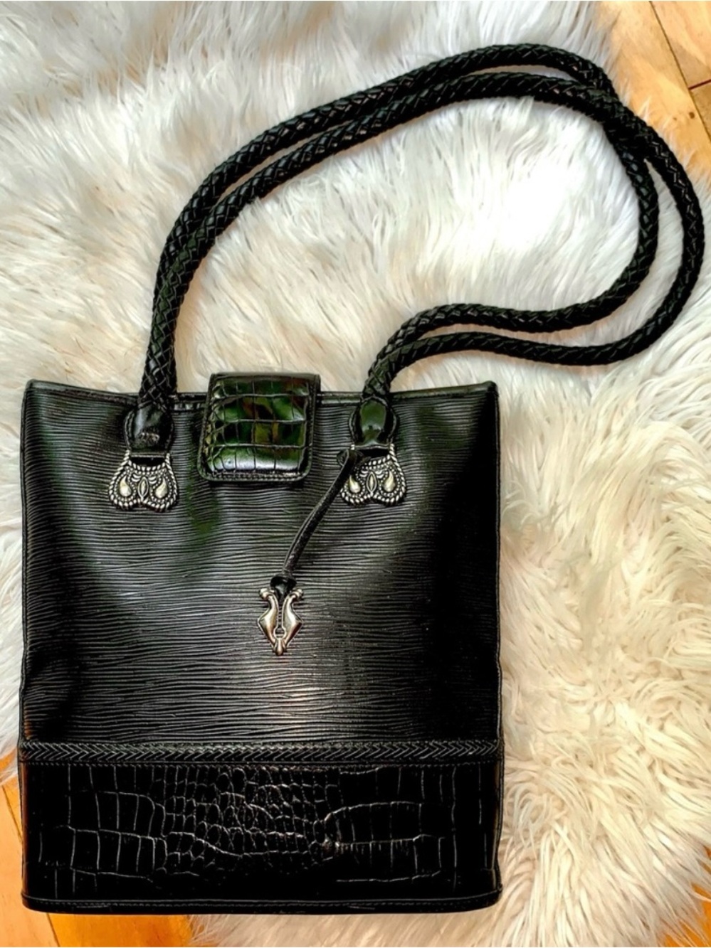 Gorgeous Madison Ridge Tooled Leather Purse Tote Braided